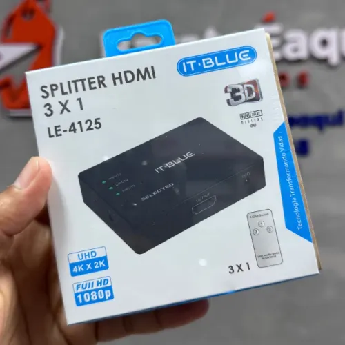 Hub Switch HDMI 3 Entradas 1 Saída IT-Blue LE-4125 - Full HD 1080p | Ideal para TV