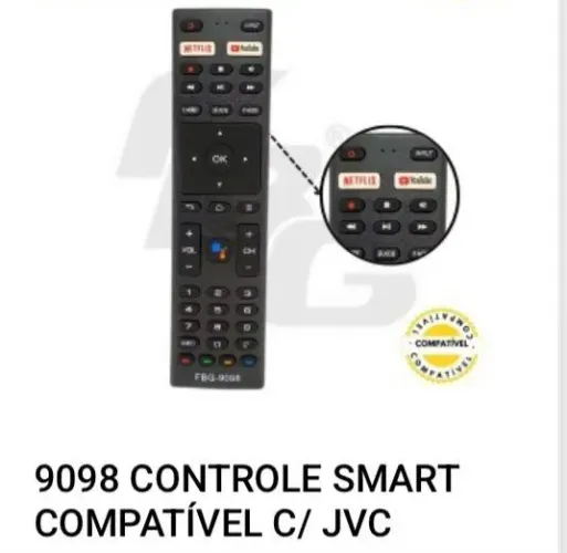 Controle Remoto Smart TV JVC 9098