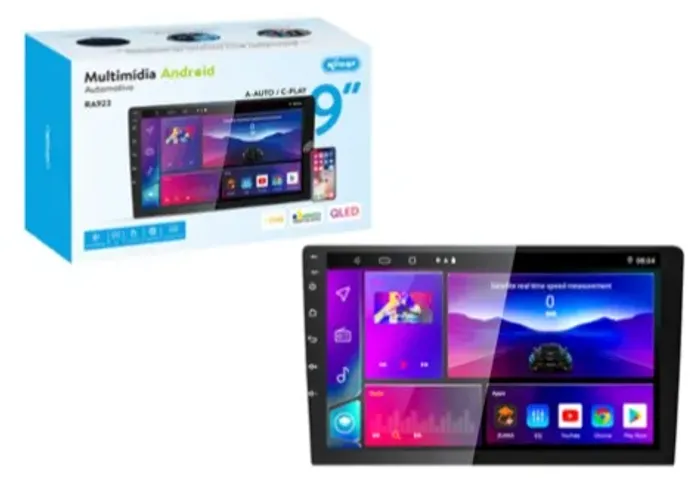 Central Multimidia 9" Knup RA-923 Carplay 1din Android Auto Música Tela Qled Usb Wifi Blue