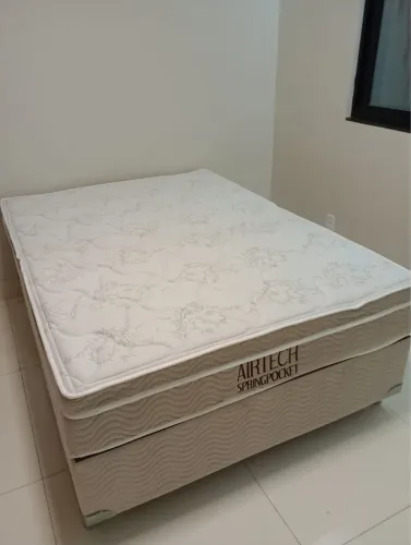 CAMA BOX CASAL 138x188 AIRTECH ORTOBOM ELEGANTE E CONFORTÁVEL