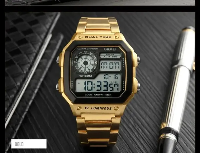 Relógio masculino dourado 