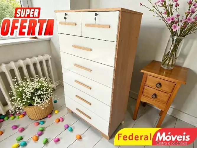 Cômoda Off White c/ 2 Chaves 7 Gavetas (TEMOS CREDIÁRIO)