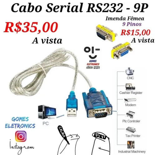 Cabo Serial RS232 - 9P