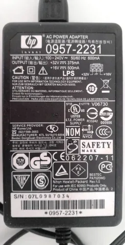 Fonte elétrica para impressora da HP