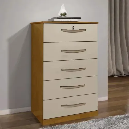 Cômoda Vane Cinamomo/Off 5Gvs JL Móveis - Entrega Rápida! 