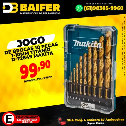 Kit Jogo Broca 1-10mm 10 Pcs Titanio D-72849 Makita