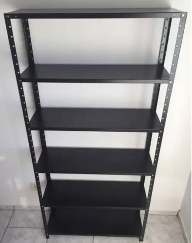 PRATELEIRA DE AÇO NOVAS 0,30X0,92X200 LINHA LEVE C/5 BANDEJA NA COR PRETA