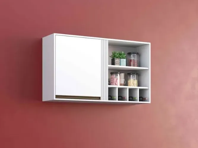 Armário Aéreo Cozinha Perola 1Pt Branco Salleto - Entrega Rápida! 
