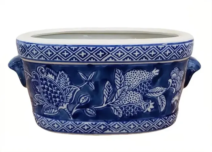 Cachepô Oval Azul 21x15x12