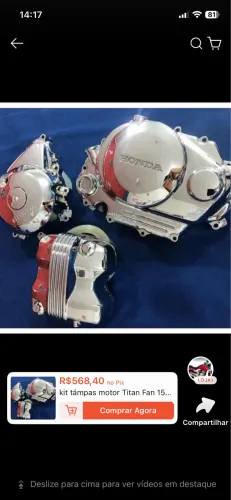 Tampas motor 150 cromada nova nunca usada 