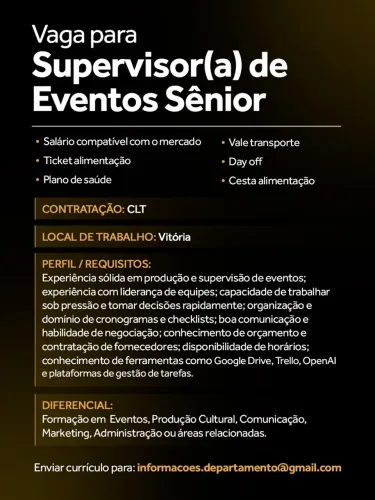Vagas para Marketing, Produção Cultural, Vídeomaker e afins
