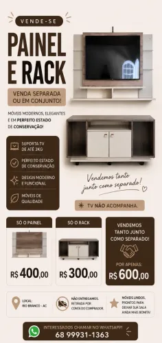 Vendo Móveis Seminovos - Painel de Tv e Hack