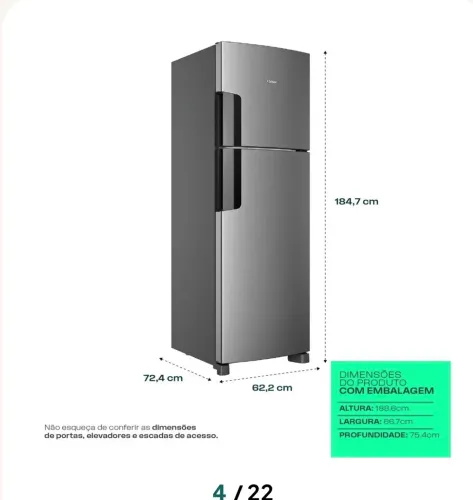 Geladeira consul inox 377 litros