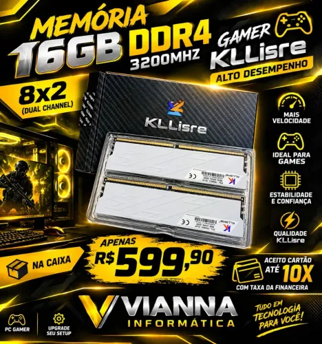 KIT MEMORIA 16GB DDR4 3200GHZ GAMER (ACEITO CARTAO)