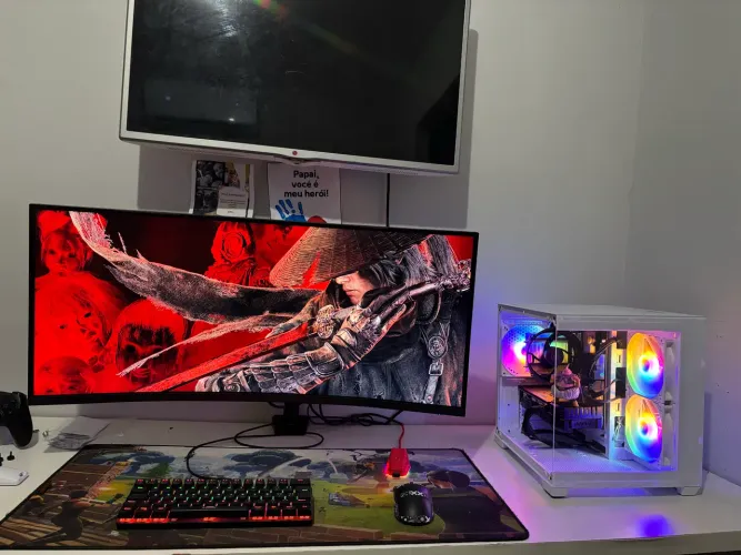 Pc gamer completo novo e garantia - Ryzen 5 5500 + rx 5500 + monitor 24 + kit completo