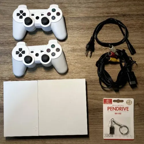 PS2 branco ceramic white (Raro) | HDMI + 32gb + 2 Controles s/ fio