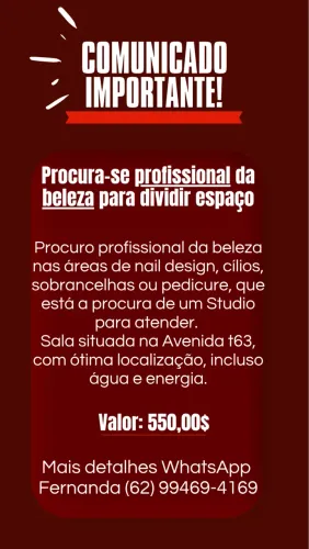 Procuro parceria para Studio de beleza