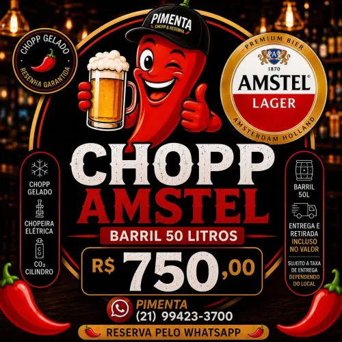 Chopp Amstel mais chopeira elétrica
