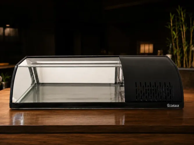 Estufa para salgados quente e balcão refrigerado