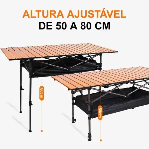 (27) Mesa Dobrável Joyfox 120x60cm em Aço Reforçado para Camping, Churrasco e Piquenique