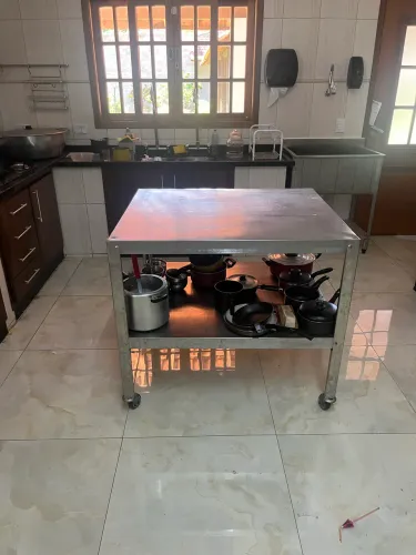 Balcão de aço inox + prateleira(2 peças)
