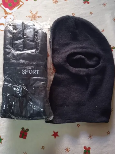 Kit motoqueiro luva e touca ninja 