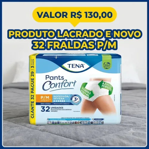 Fralda Roupa Íntima Tena Pants Confort P/M 32 unidades (lacrado)  Preço R$ 130,00