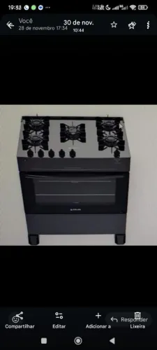 Fogão Atlas 5 Bocas Preto com Mesa de Vidro e Acendimento Automático