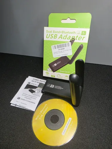 Adaptador USB wifi e Bluetooth 2 em 1 para computador