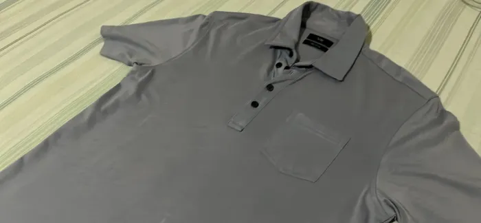 Camisa Polo VR (Vila Romana) Algodão Pima - Cinza Claro com Bolso Frontal