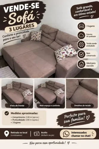 ?SOFÁ DE 3 LUGARES À VENDA!