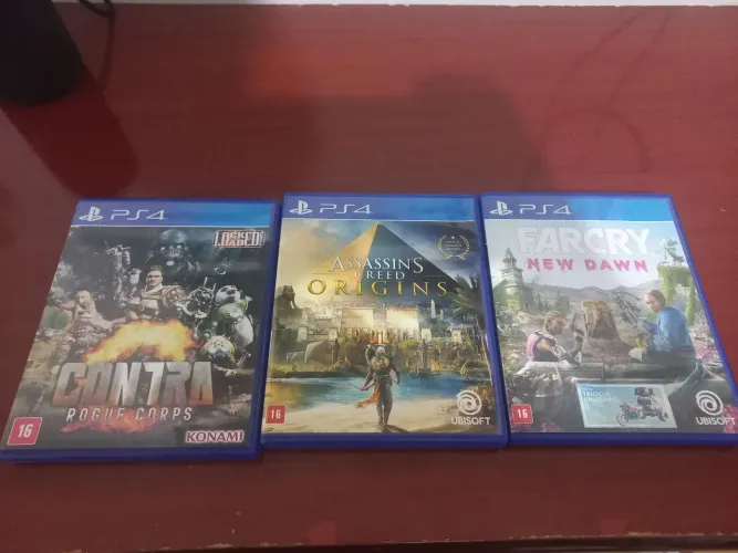 PS4 games Contra Rogue Corps, Assassins Creed Origins, Far Cry New Dawn