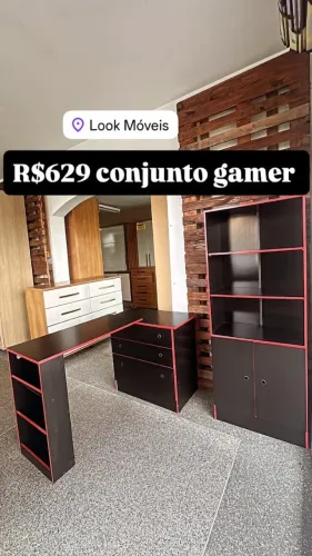 Conjunto Gamer mesa em l + armario