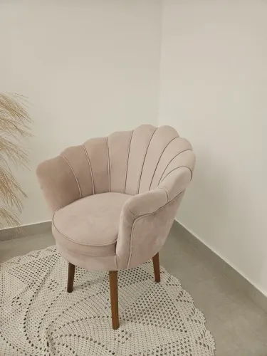 Poltrona Decorativa Pétala Veludo Sala De Estar Recepção e Quarto Pés Palito Rosé