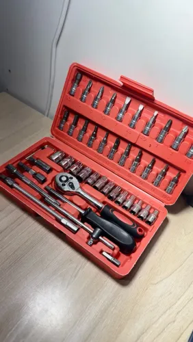 Jogo de Ferramentas 46 Peças B-TEK com Catraca, Soquetes e Bits - Kit Completo com Maleta