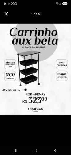 Carrinho auxiliar maninure/salão