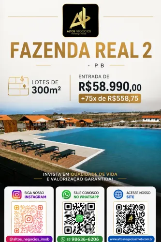 Fazenda Real 2 - Seu Lote Próprio a Partir de R$58 Mil
