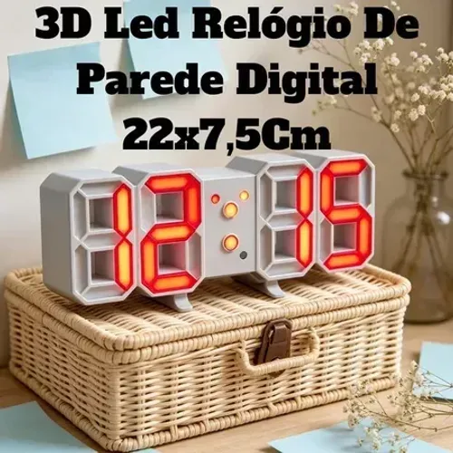 Relógio Digital LED 3D Vermelho Moderno
