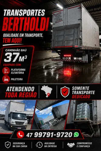 Transporte baú/plataforma elevatória 