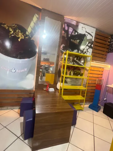 Painel mdf com led  sorveteria mais mesa mdf 