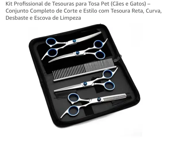 Kit tesouras profissional para tosa pet