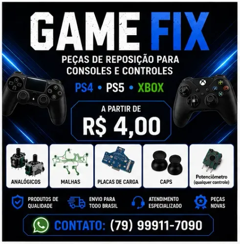 Peças PS4 PS5 Xbox | Analógicos Caps Malhas Gatilhos Fonte