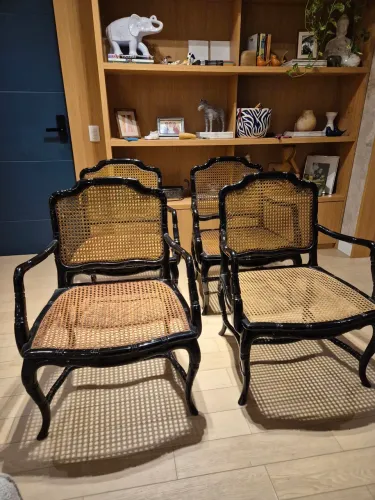 Cadeiras IMI de Palhinha Natural - Conjunto com 4 Peças | Design Clássico e Sofisticado