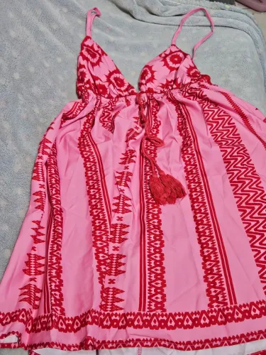 Vestido Mini Feminino com Estampa Tecida e Alça Ajustável