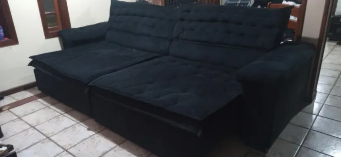 Sofá Retrátil e Reclinável 2,92m - Molas Ensacadas - Preto