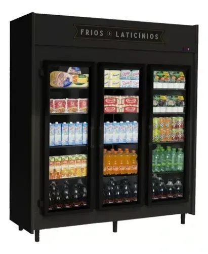 Geladeira 3 Portas Auto Serviço Conservex- Modelo Cor Cinza-escuro