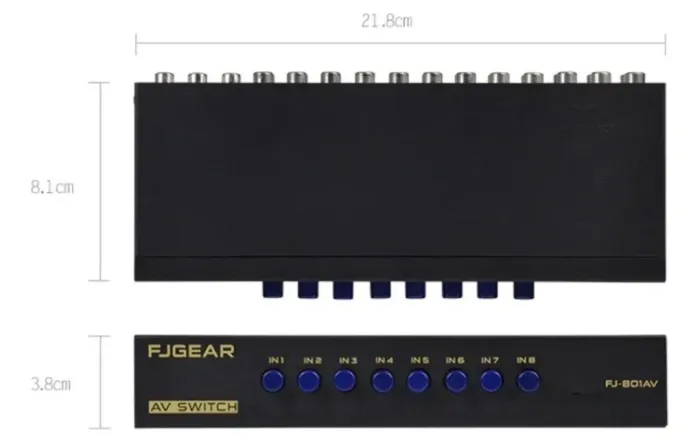 E-SDS Interruptor RCA de 8 vias AV Switcher 8 em 1