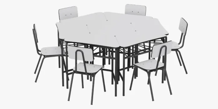 conjunto escolar mesas com  06 cadeiras infantil - trapezio