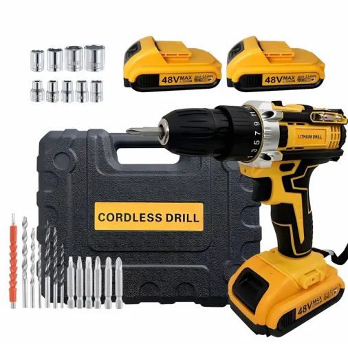 Parafusadeira Furadeira Sem Fio 48V com Maleta e Kit de Acessórios