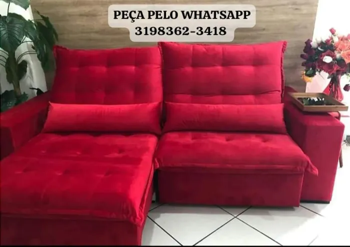 SOFÁ RETRÁTIL E RECLINÁVEL VERMELHO